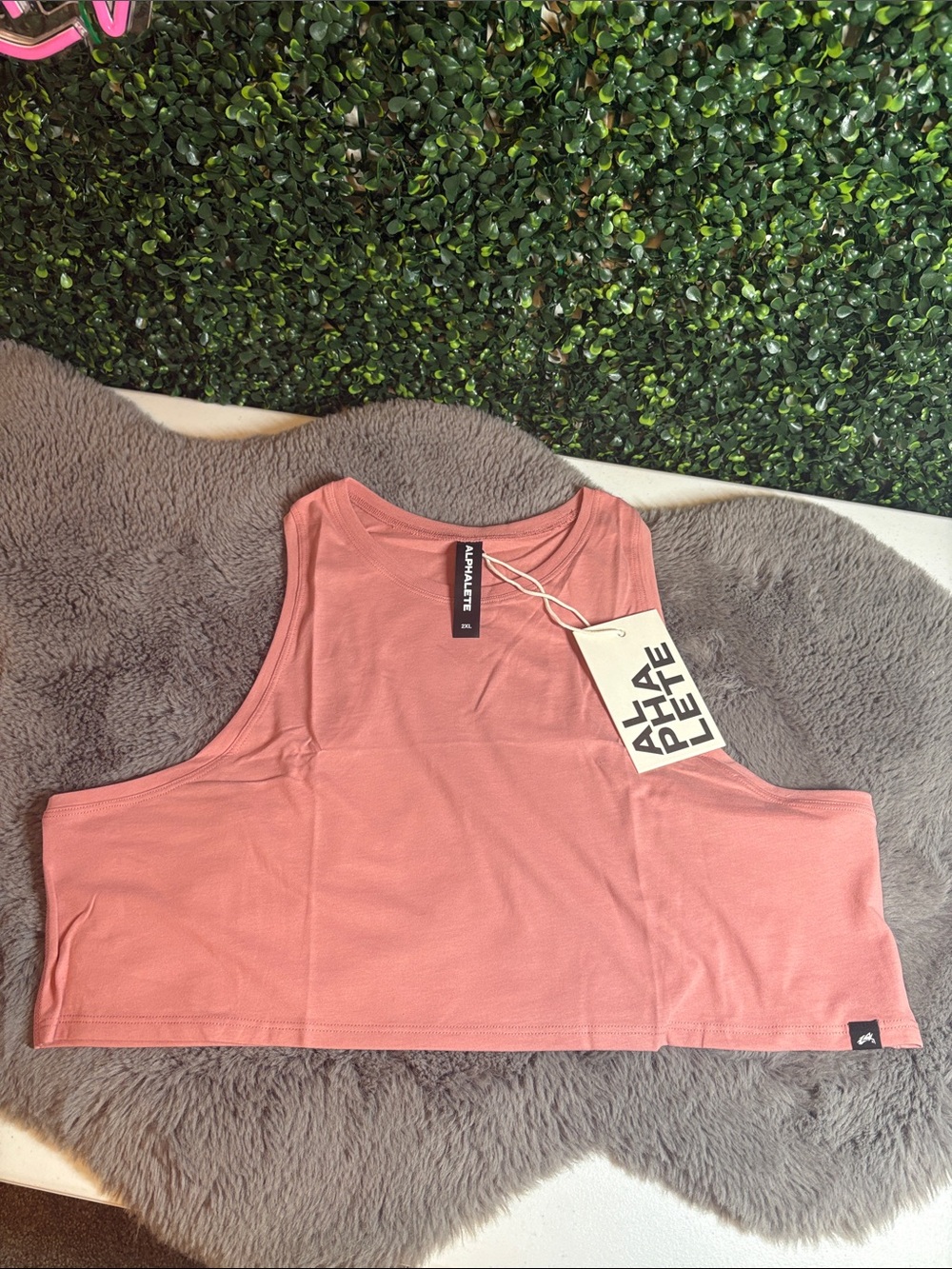 NWT Alphalete Rose Crop Muscle Tank Top Size 2XL